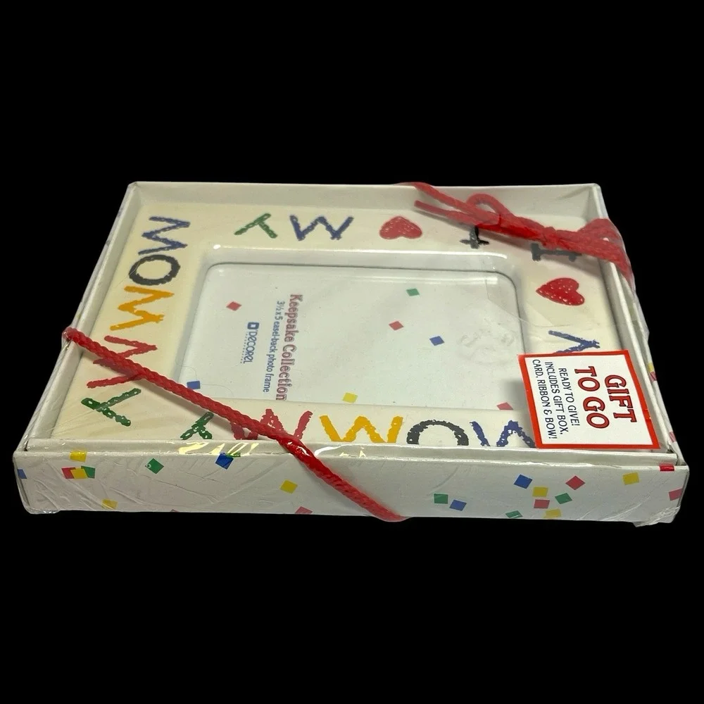 Vintage I Love My Mommy Ceramic Picture Frame 5x7 Retro Crayon Style READ Please